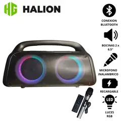HALION - Parlante Portátil AVALON HA W57 USB BT MICROFONO RGB