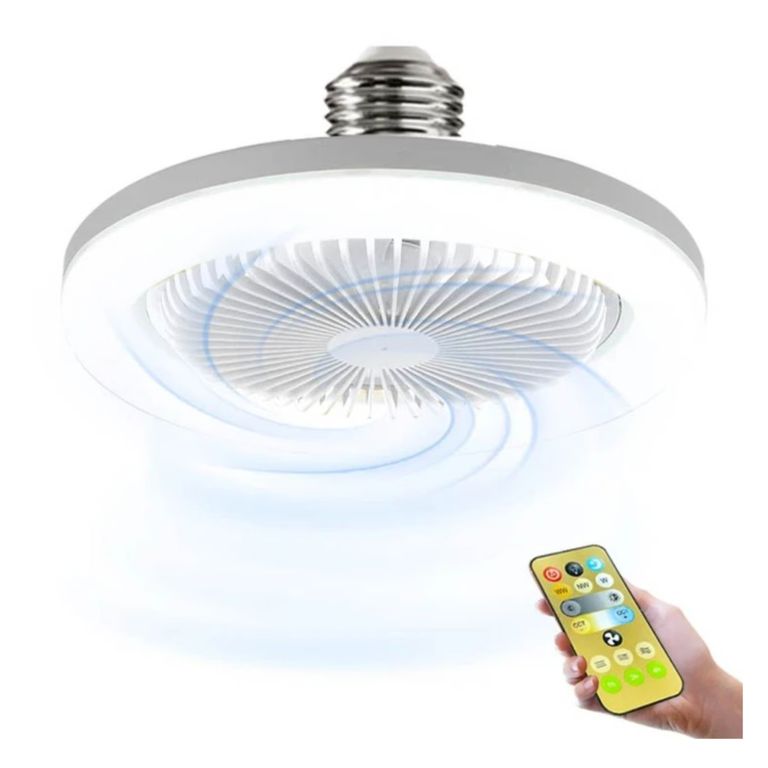 Foco Ventilador de Techo Luz LED Regulable con Control Remoto 3 Velocidades y Tonos de Luz