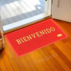 SM - ALFOMBRA BIENVENIDO ANTIDESLIZANTE CON BORDES 38X58 CM ROJO