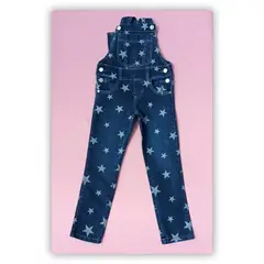 TAIS PRINCESS - Overol jeans niñas con estampado estrellas