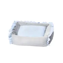 S&T - Cama Para Perros Suave Piel De Conejo GrisCeleste - Talla M