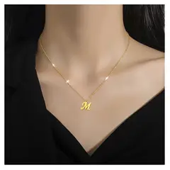 OEM - Collar Mujer Letra M Inicial Fino Acero Inoxidable x SAN VALENTIN
