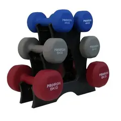 PROIRON - Set de mancuernas de neopreno de 4KG 5KG Y 8KG + Rack