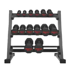 PROIRON - Set de mancuernas dodecagonales de 196KG + Rack de Acero