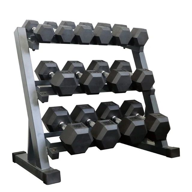 Set de mancuernas hexagonales de 185KG + Rack de Acero