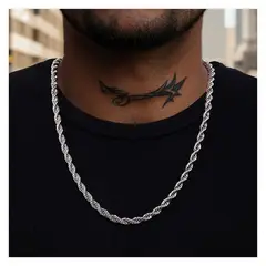OEM - Cadena Collar Hombre Torcida Gruesa Acero Inoxidable 316L
