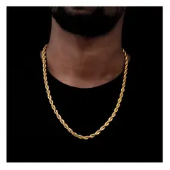 OEM - Cadena Collar Hombre Torcida Gruesa Dorado Acero Inoxidable 316L x SAN VALENTIN