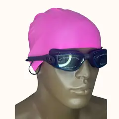AQUA&MODA - Lentes de Natación HD Negros con Protección UV y Gorro de Silicona Rosado