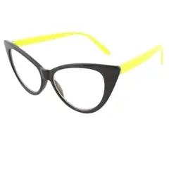GENERICO - Montura De Lentes O Gafas CatEye Negro Con Patas Amarillas