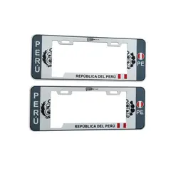 PERU - Porta Placa Modelo Europeo Escudo Perú Blanco