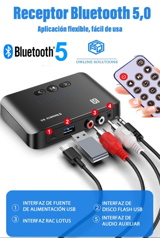 Adaptador Receptor Bluetooth 5.0 de 15m, NFC con control