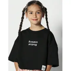 GENERICO - Polo corto para niñas preadolescentes con estampado ajustado