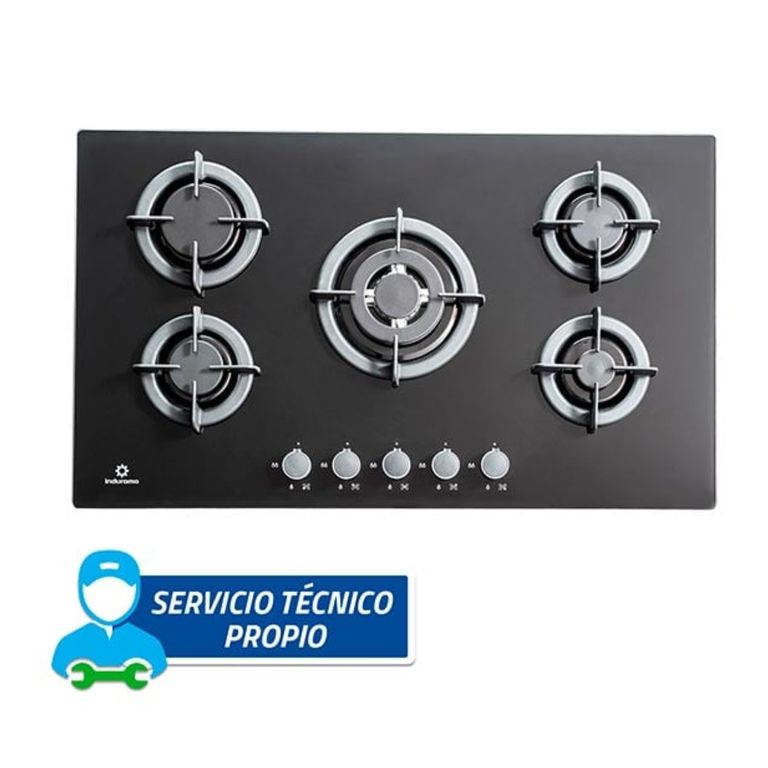 ENCIMERA EMPOTRABLE A GAS GLP 5 HORNILLAS EGI-905VDNEG