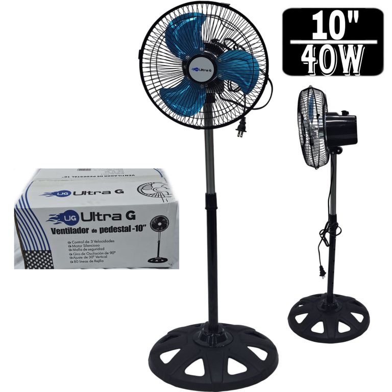 Ventilador Pedestal de 10 Negro 40W ULTRA G