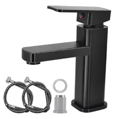 GENERICO - Grifo Mezcladora Agua Fríacaliente Monocomando Para lavamanosacero black