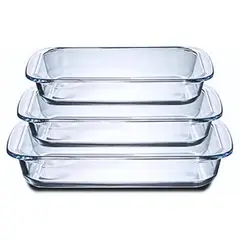 PENTHA - Fuente Bandeja para Horno Pack x 3 Unid Vidrio Templado (1, 2.2 y 3L)