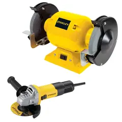 STANLEY - Combo Esmeril de Banco 6" 1/2 HP STGB3715-K2 + Amoladora Eléctrico 4-1/2" 750W SG7115
