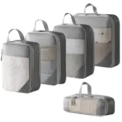 GENERICO - ORGANIZADOR DE MALETA CON CIERRE COMPRESOR - SET 5 PIEZAS