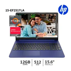 HP - LAPTOP 15-EF2517LA RYZEN 5-5500U 12GB 512GB SSD 15.6 FHD FREEDOS (7H9U4LA-ABM)