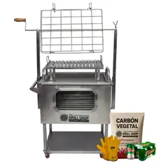 THE GRILL SHOP - Caja China Mediana 3 en 1 con Visor +Cerveza+Carbon+Guantes