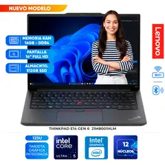 LENOVO - Laptop Thinkpad E14 Gen 6 14" WUXGA IPS Core Ultra 5 125U 4.3GHz 16GB DDR5 5600