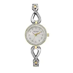 BULOVA - RELOJ DAMA CON CRISTAL DE SWAROVSKI DORADO COLLAR INCLUIDO