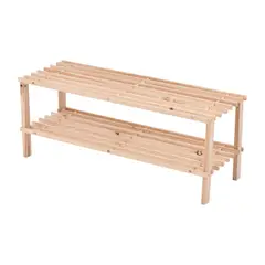 GENERICO - Zapatero de dos niveles estilo Nordico - Madera de cedro natura