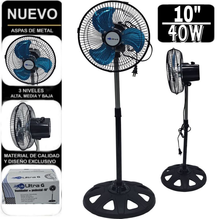 Ventilador Pedestal de 10 Negro 40W ULTRA G
