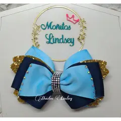 GENERICO - Lazo Escolar para Cabello Niña Celeste y Azul Noche - Moñitos Lindsey