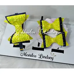 GENERICO - Set Escolar Vincha y Ganchos para Colegio - Amarillo