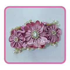 GENERICO - Tocado Flores PALO ROSA- Moñitos Lindsey