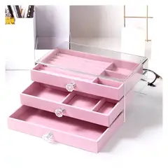 GRETAIL - Joyero Organizador De Joyas Cofre Pulseras Relojes 3 Niveles Rosa