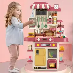 GENERICO - Set Cocina Inteligente con Vapor Agua Luz y Sonidos 48 Pcs
