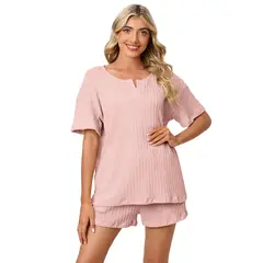BLWOENS - Pijama de verano para mujeres - 2 piezas - Rosa