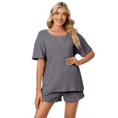 BLWOENS - Pijama de verano para mujeres - 2 piezas - Gris