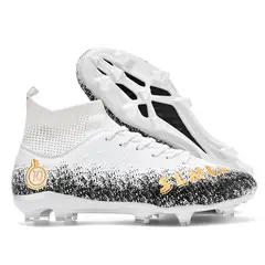 DANWEILE - Botas de fútbol Spike High FG para hombre - blanco