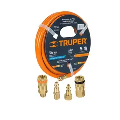 TRUPER - Manguera de aire 5m + 2 conectores rápidos + 2 coples
