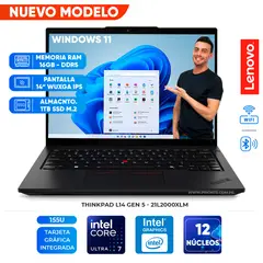 LENOVO - Laptop Thinkpad L14 Gen 5, Core Ultra 7 155U, 16GB DDR5, 1TB SSD, 14" WUXGA IPS