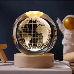 GENERICO - ESFERA DE CRISTAL LÁMPARA LED ADORNO PLANETA TIERRA DECORATIVO 3D