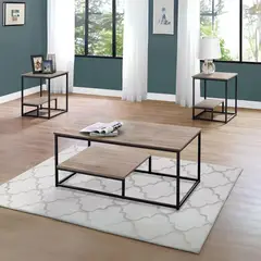 GENERICO - Combo Batons: 1 Mesa Centro + 2 Mesas Auxiliares Espresso Coricha Home