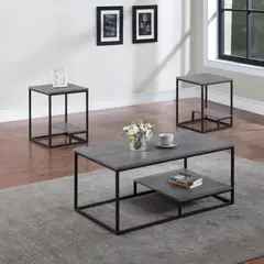 GENERICO - Combo Batons: 1 Mesa Centro + 2 Mesas Auxiliares Roble Gr Coricha Home