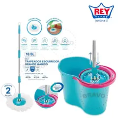 REYPLAST - Trapeador Escurridor Magico Inteligente Gigante Elegante + 2 Mopas