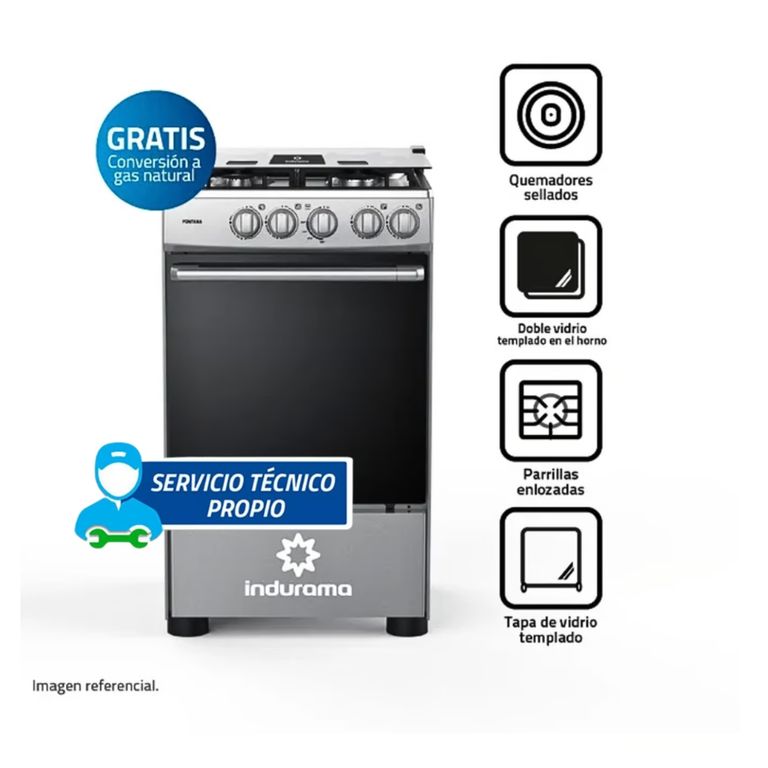 Cocina a Gas Fontana de 4 Hornillas - Gris