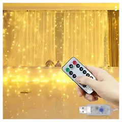 GENERICO - Cortinas de Luces Navideñas Ambar 3x3m con Control