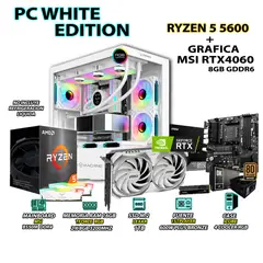 RYZEN - Computadora PC Gamer 5 5600 RAM 16GB SSD 1TB RTX 4060 8GB WHITE