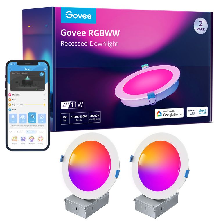 Downlight empotrable de 4 Pack x2 RGBWW Wifi + Bluethooth