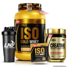 LEVEL PRO - Iso Gold Whey 1.1 Kg vainilla + creatina 500g + shaker + 1 sachet iso gold