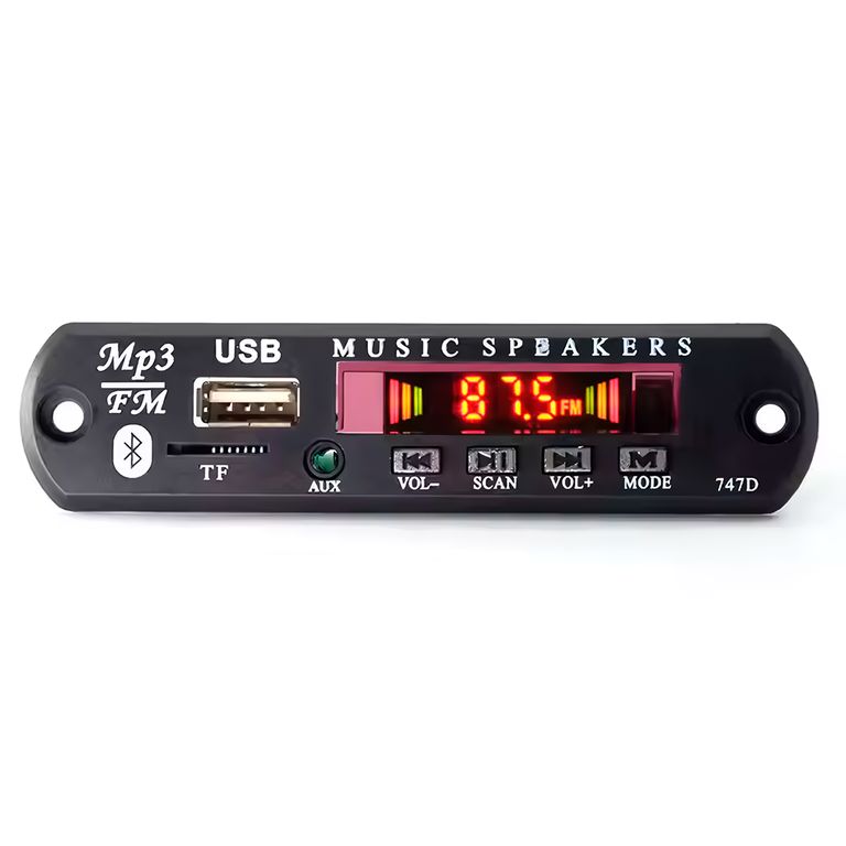 Panel Ovalado De Audio MP3 Decodificadora 12V BT USB FM AUX TF SD