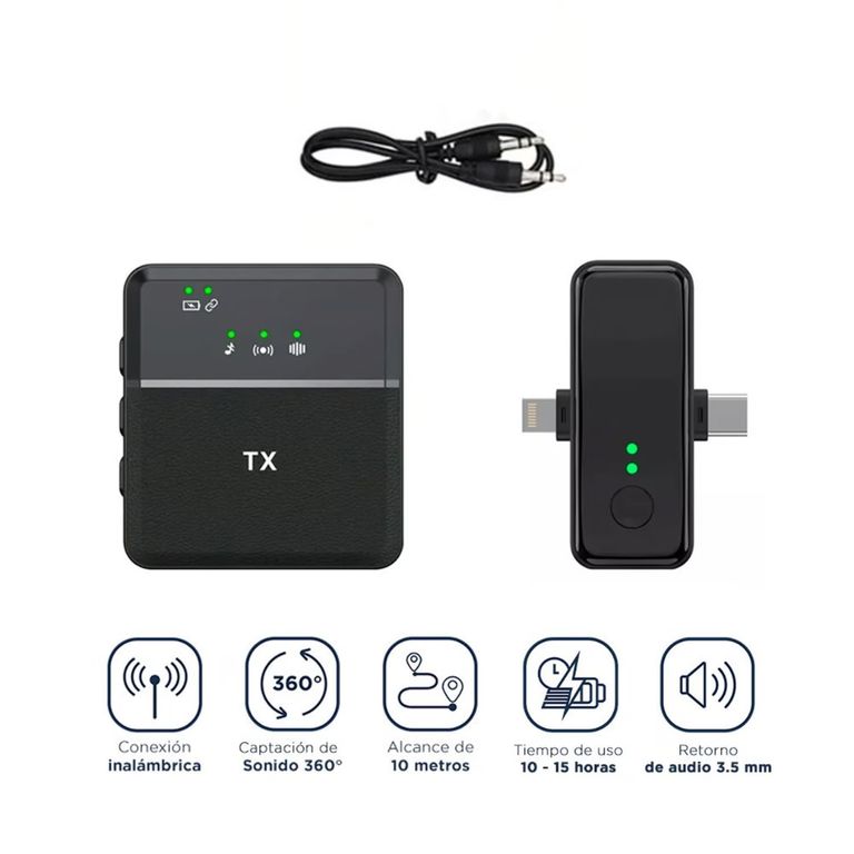 Microfonos Inalambricos Solaperos Dual 3 en 1 Para Creadores de Contenido Live Streaming