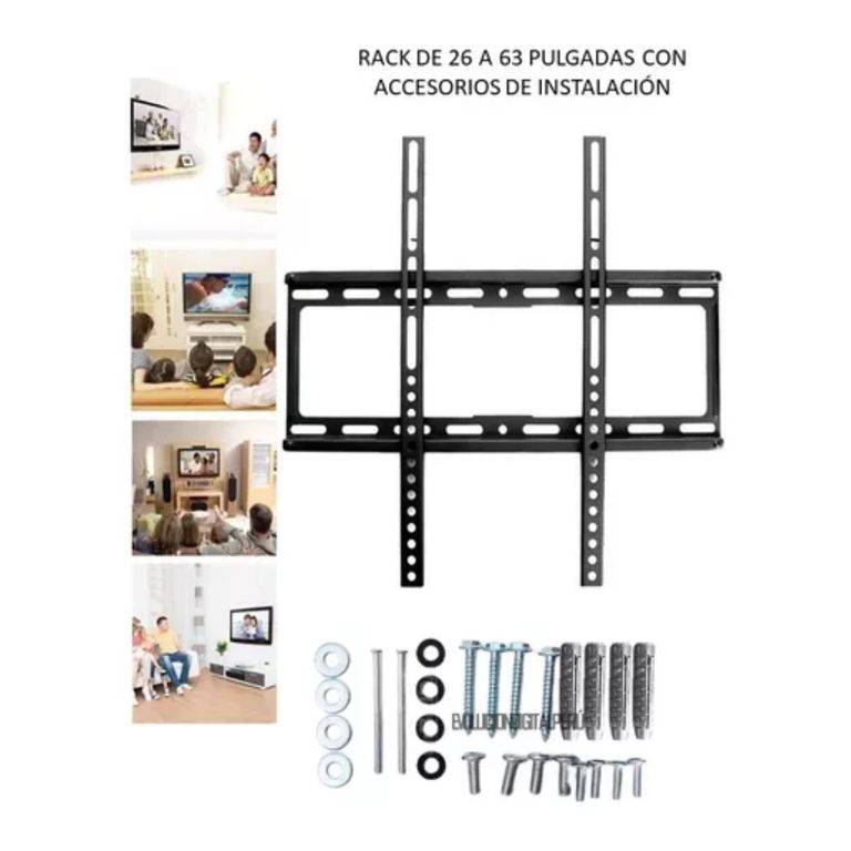 Rack Metal Fijo para Televisor TV LED LCD 23 a 63 Pulgadas para Pared + Kit de Tornillos